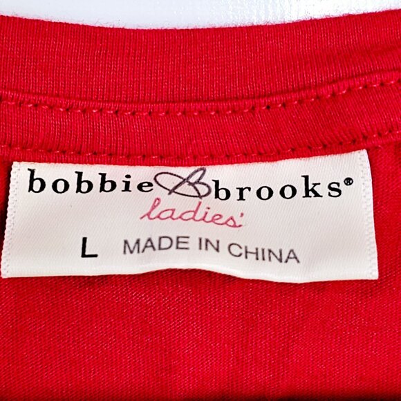 Bobbie Brooks Ladies Red Love Graphic T-Shirt L Cotton~SS135.5 - Picture 2 of 4